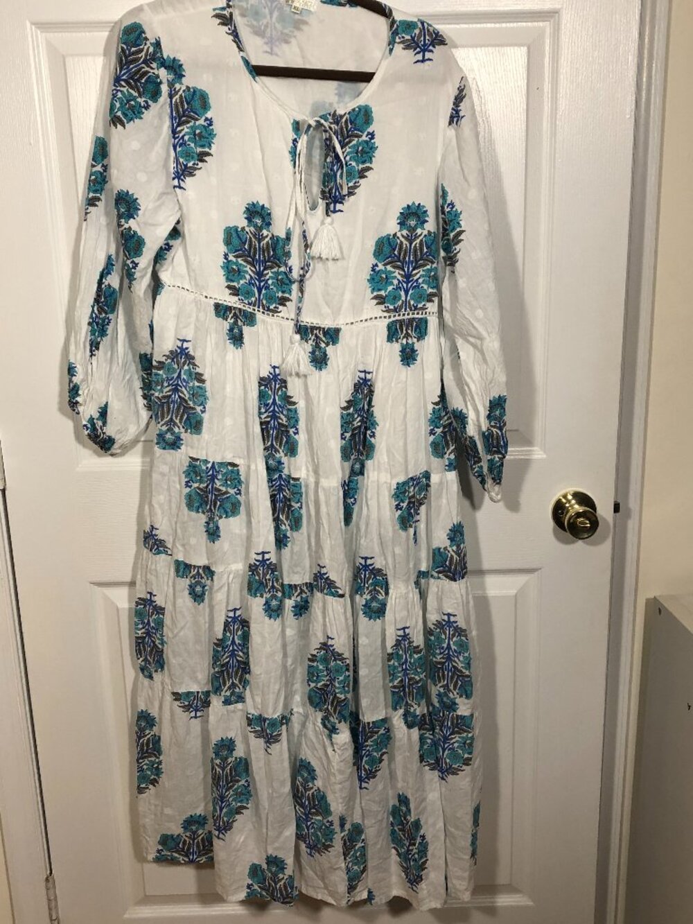 Debbie Katz women boho peasant long dress, size XL